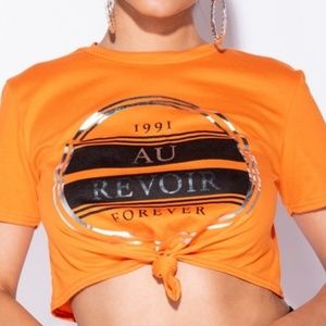 JANZARSH ORANGE CROP TOP